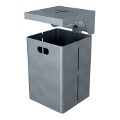 Square litter bin with cover, with ashtray | hot dipped galvanized | without standingpost